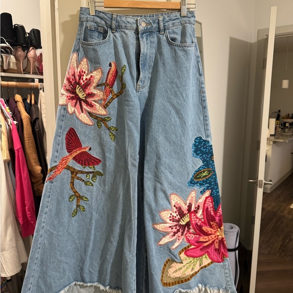 Farm Rio Embroidered Wide-Leg Jeans - Picture 4 of 9